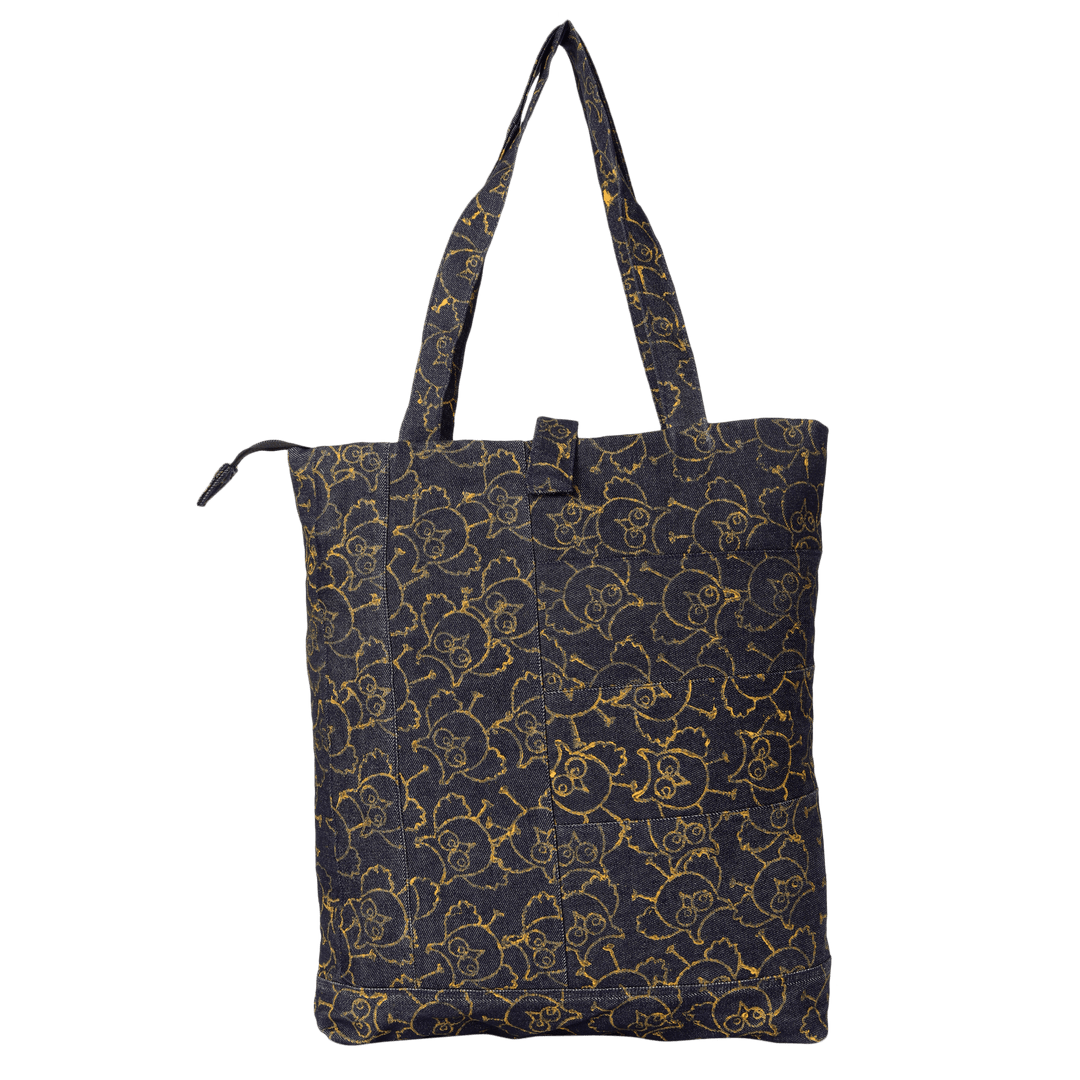 Denim Hand Block Printed Tote Bag/College bag for Girls &amp; Women