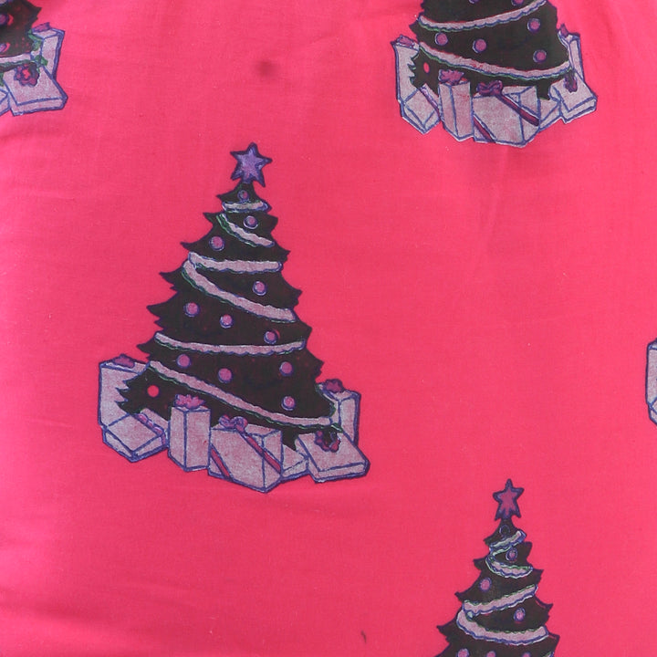 INDHA Christmas Tree Block Printed Pink Cotton Tote Bag | Christmas Gifts | Festive Gifts | Shopping Bag