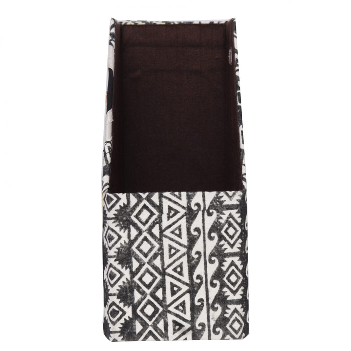 INDHA Black & White Magazine Holder with Hand Embroidered Impression Of Yoda | Corporate Gifting | Home Utility | Handmade