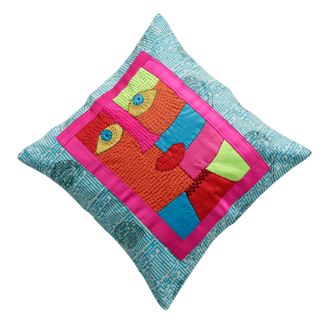 Cotton Hand Block Print Face Patch 18" Cushion Covers Set of 2