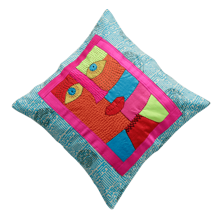 Cotton Hand Block Print Face Patch 18" Cushion Covers Set of 2