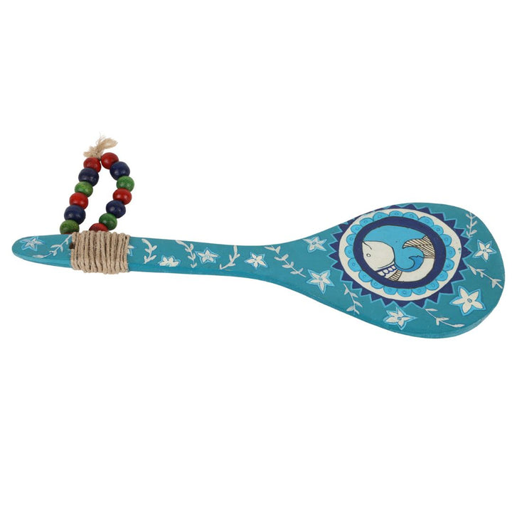 Indha Madhubani Hand-Painted Wooden Decorative Spoon (Fish Motif)