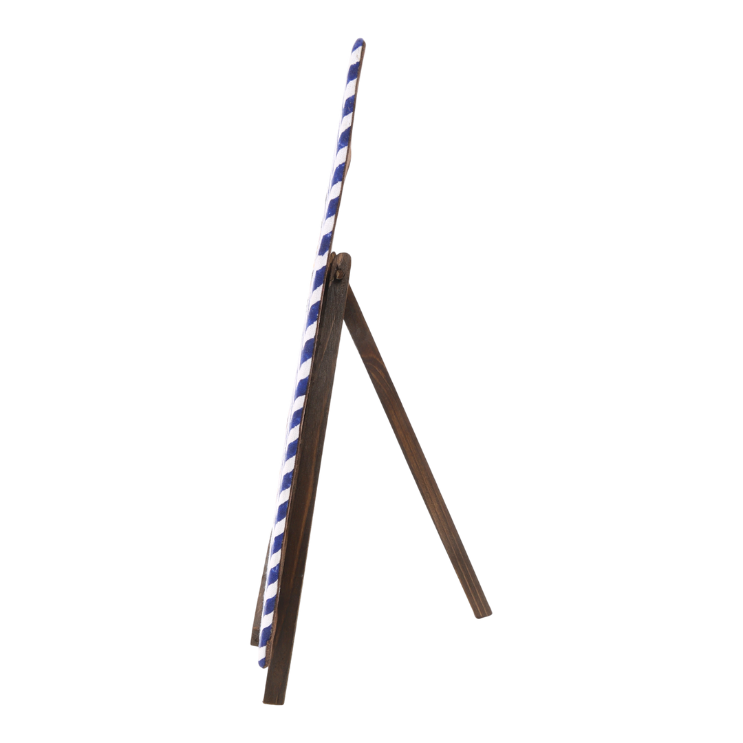 Indha Hand-Embroidered Gond Leopard – Textile Art with Hand Block-Printed Frame & Mini Wooden Easel