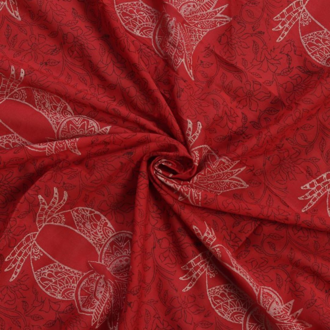 INDHA Owl Design Block Printed Cotton Fabric