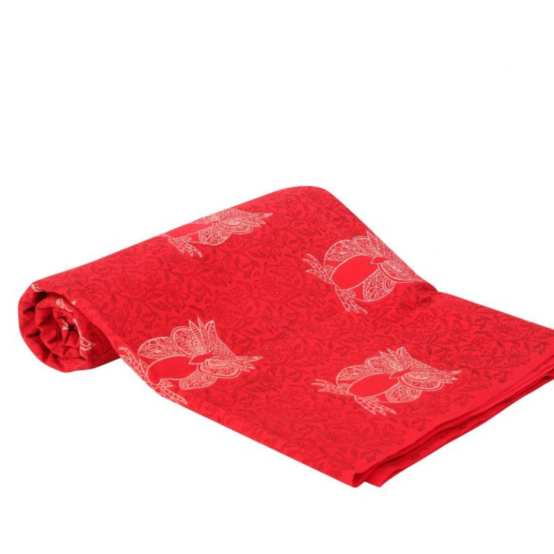 INDHA Owl Design Block Printed Cotton Fabric