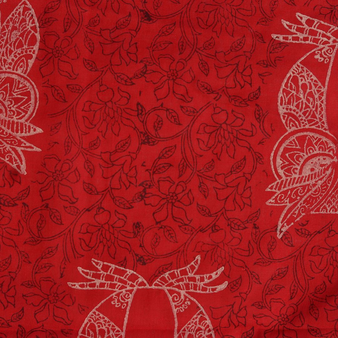 INDHA Owl Design Block Printed Cotton Fabric