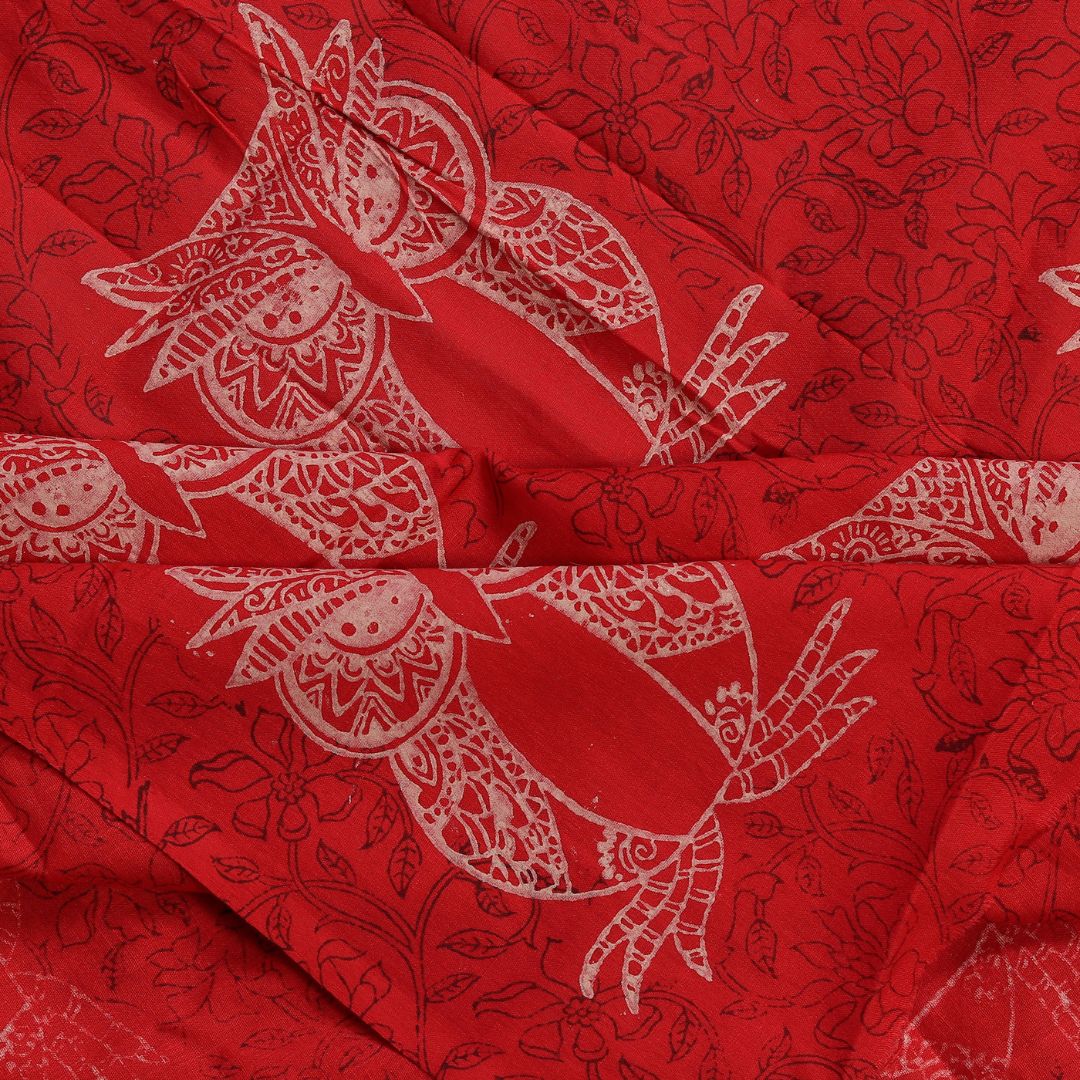 INDHA Owl Design Block Printed Cotton Fabric