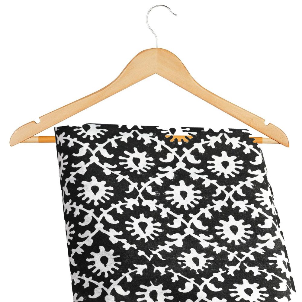 INDHA Hand Block-Printed Jaipuri Cotton Fabric Black | White Dancing Peacock Motif  Fabric | Hand Block Printed Fabric | Home Utility | Fashion Utility | Gifting | Gifts For Him | Gifts For Her | Home Furnishing | 3 Meter X 42-44 Wide