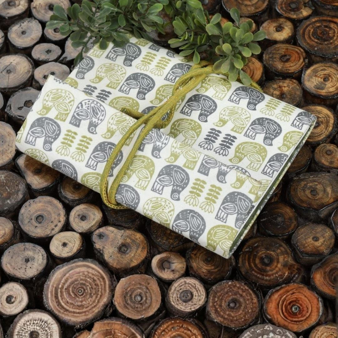 INDHA Handcrafted Recycled Paper Diary Hand Block Printed Bird And Flower Design Motif Off-White Cotton Handcrafted Recycled Paper Diary |