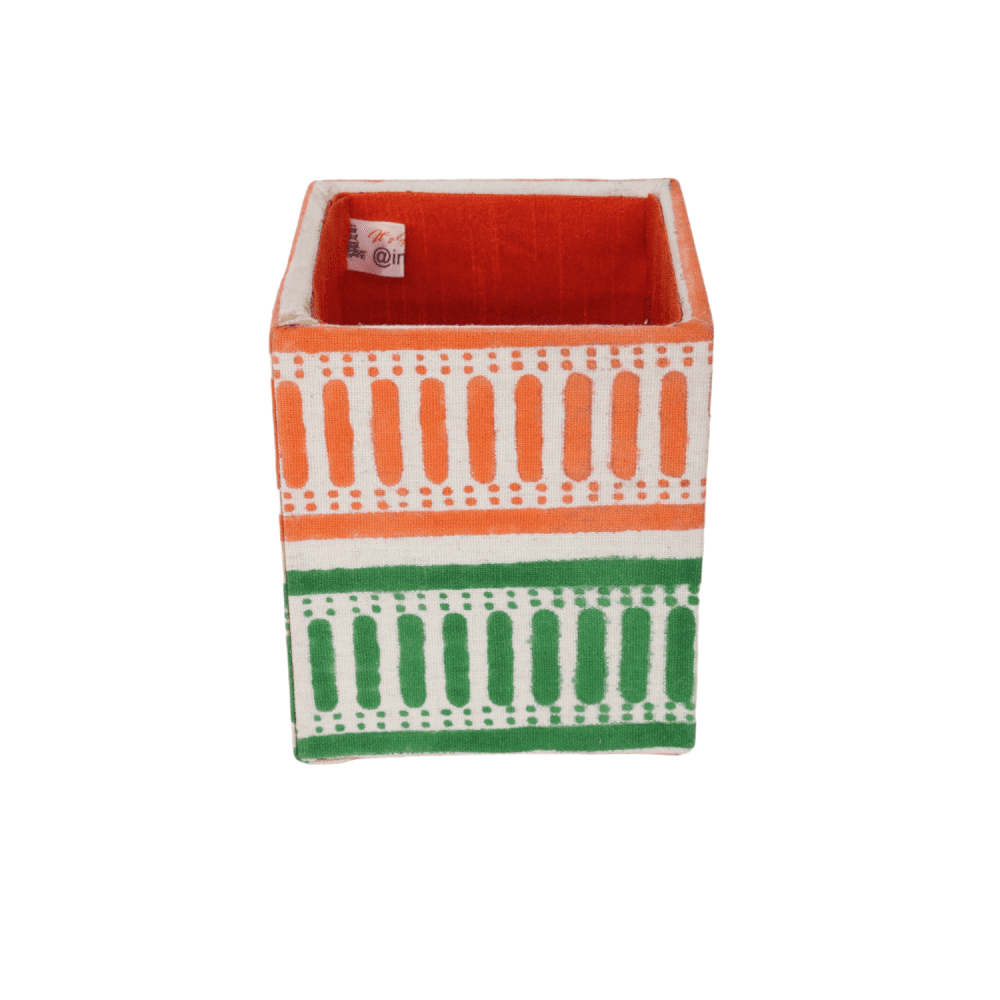 INDHA Tricolour Pen Stand | Independence Day Gift | Republic Day Gift | Sustainable Pen Stand| Cotton Pen Stand | Reprocessed Wood Pen Stand |