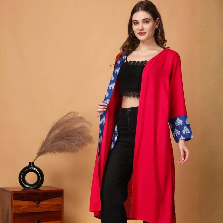 Indha Shrug | Pink Rayon Shrug | Full Sleeve Shrug | Shrugs For Women | Traditional Shrugs | Gifting | Fashion Wear | Indo Western Shrug | Fashion Apparel | Ethnic Shrug-XXL