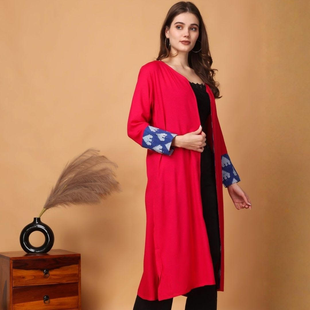 Indha Shrug | Pink Rayon Shrug | Full Sleeve Shrug | Shrugs For Women | Traditional Shrugs | Gifting | Fashion Wear | Indo Western Shrug | Fashion Apparel | Ethnic Shrug-XXL