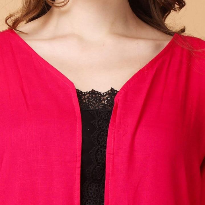 Indha Shrug | Pink Rayon Shrug | Full Sleeve Shrug | Shrugs For Women | Traditional Shrugs | Gifting | Fashion Wear | Indo Western Shrug | Fashion Apparel | Ethnic Shrug-XXL