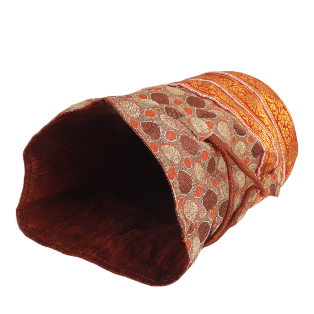 Indha Regal Brocade Silk Potli with Intricate Zari Border – A Luxurious Handcrafted Accessory for Weddings, Festivals, and Special Occasions.