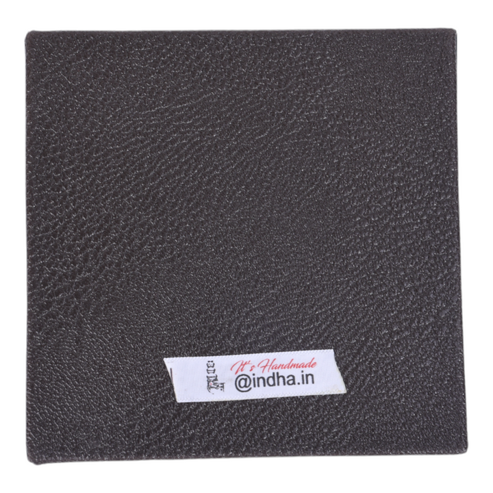 INDHA Abstract Design Hand Embroidery | Natural Jute &amp; Wooden Glass Coaster Set | Set of 2 Glass Coasters | Hand Embroidered Utility Décor | Home Utility | Gifting | Corporate Gifting | Table Décor | Dining Utility | Kitchen &amp; Dining