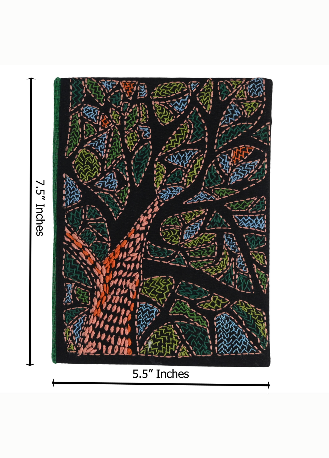 Indha Handcrafted Recycled Paper Diary – Tree Motif with Hand Embroidery | Eco-Friendly Gift Journal