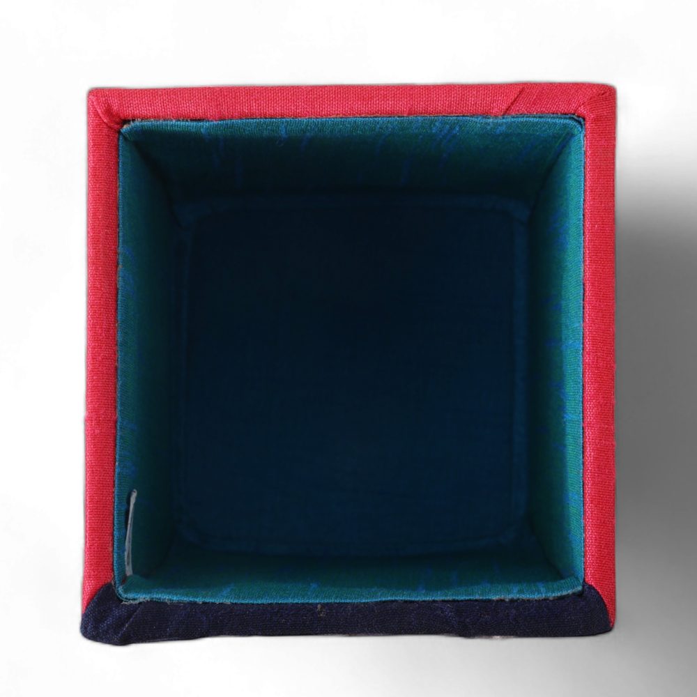 Indha Reptile Motif Pen Holder | Navy Blue &amp; Pink Pen Stand | Hand made Pen holder I Handcrafted Pen stand I Dupion Silk Fabric Penstand I Reprocessed Wood Pen Stand I  Corporate Gifting | Gifts For Men I Gifts For Women