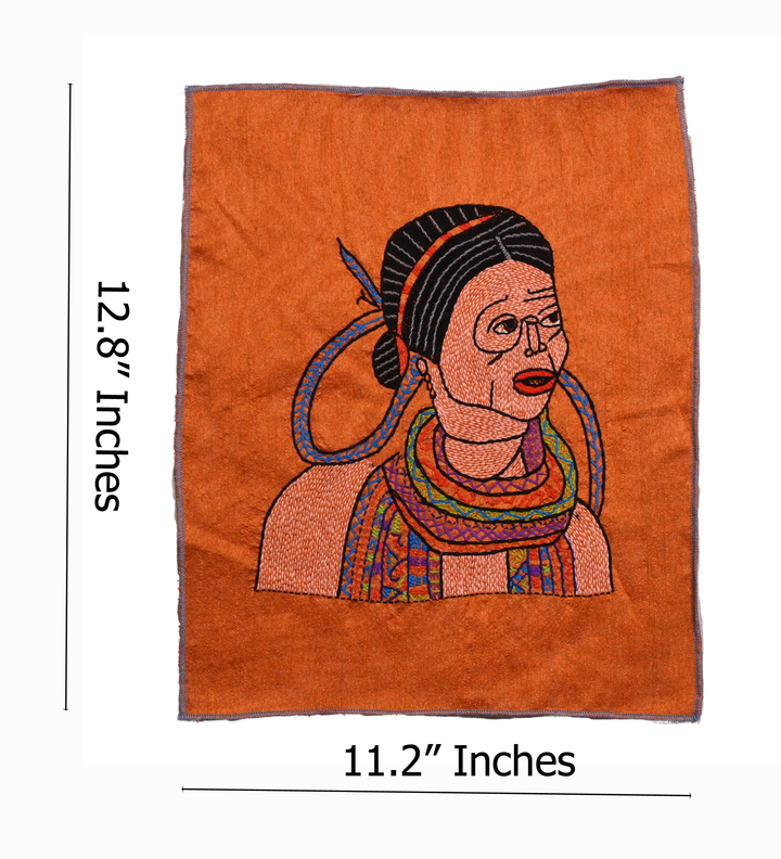 Indha Santhal Tribal Woman Hand Embroidery Panel – Folk Art on Dupion Silk | DIY | Home Decor | Gift-Ready