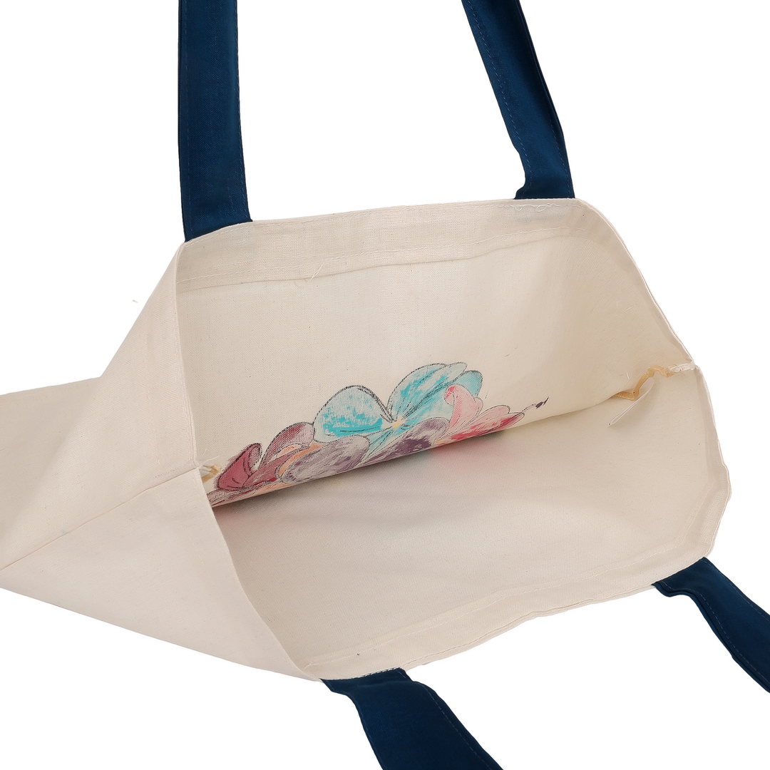 Indha Hand-Painted Cotton Shopping Bag | Reusable Tote | Eco-Friendly | 40 x 38 cm | Handmade Art Bag