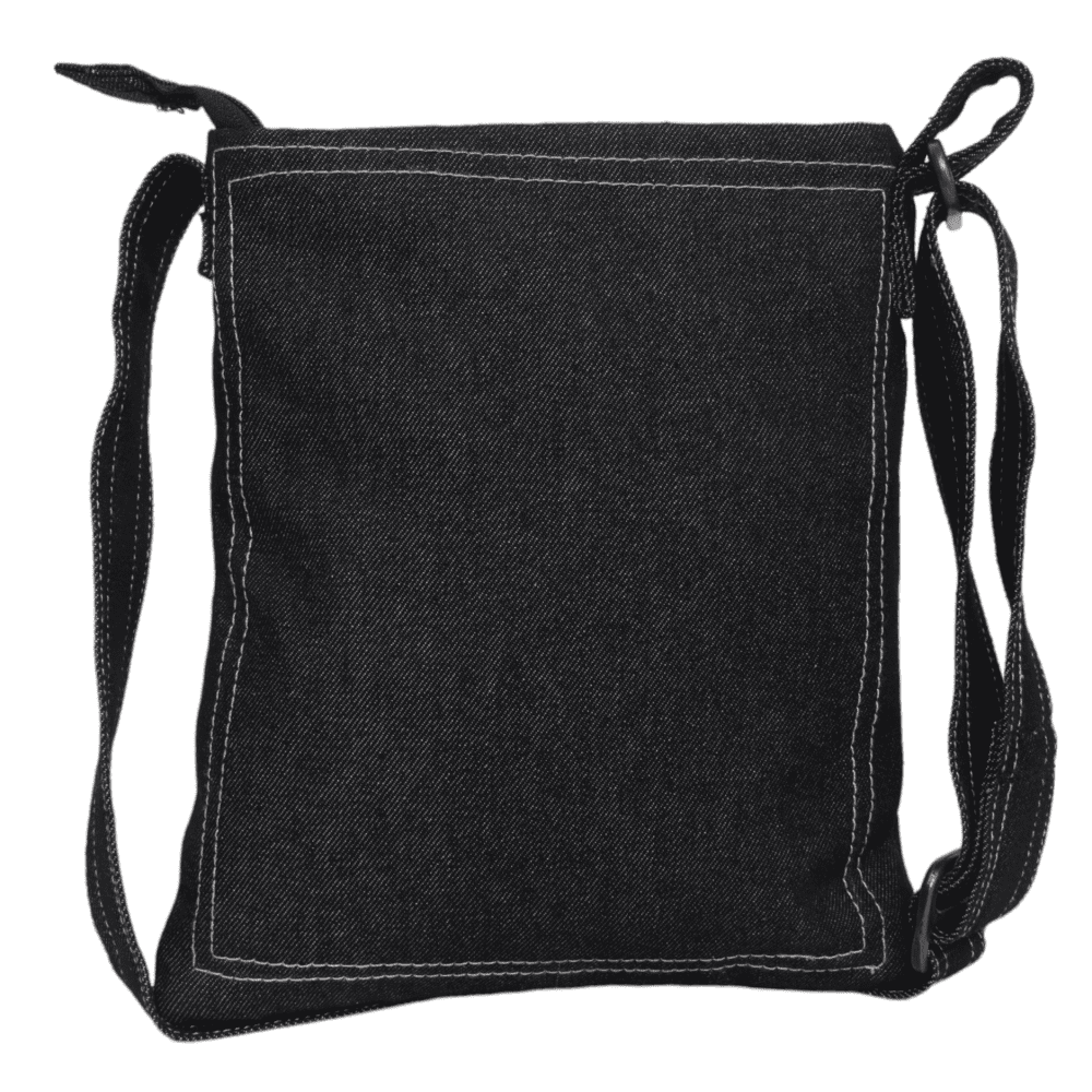 Indha Denim Crossbody Sling Bag for Girls/Women | Hand Block Printed Bull Face Sling Bag | Denim Sling Bag | Crossbody Sling Bag Sling crossbody shoulder bag | Women’s sling bag | Women black sling bag | Block print sling bag | Black sling bag |