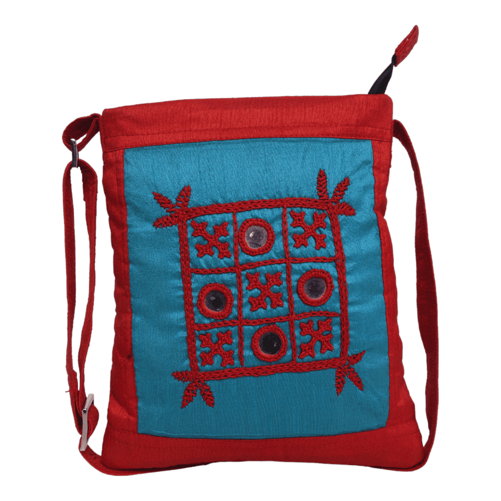 Indha Stunning Hand-Embroidered Red Crossbody Sling Bag for Women | Hand embroidered crossbody sling bag | Sling bag for girls/women |