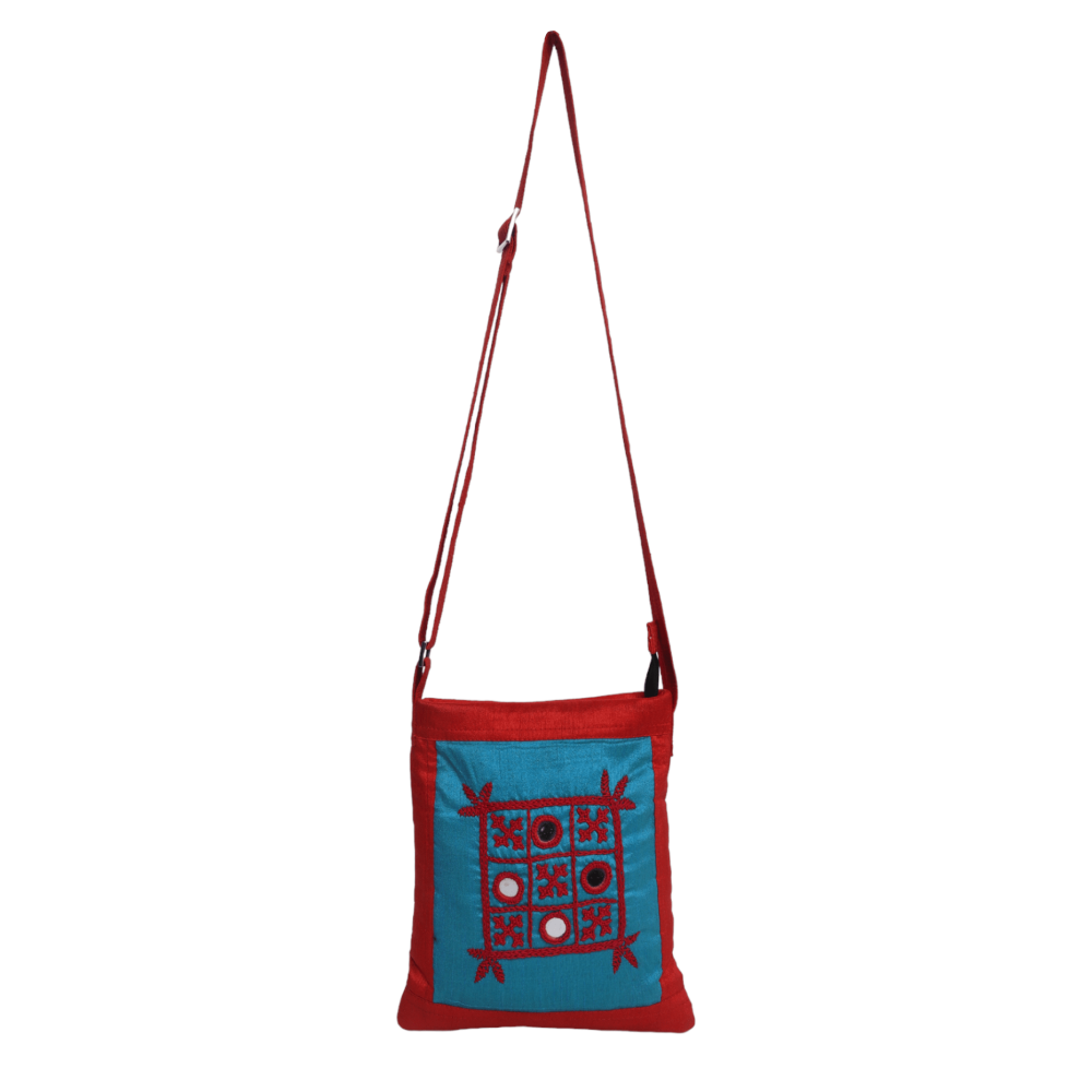 Indha Stunning Hand-Embroidered Red Crossbody Sling Bag for Women | Hand embroidered crossbody sling bag | Sling bag for girls/women |