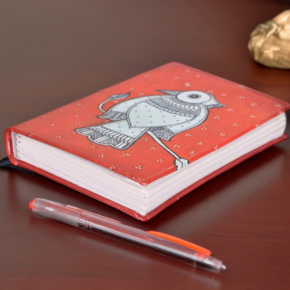 Indha Small Diary – Bird Print | Recycled Unruled Paper | Eco-Friendly Notebook (13 x 9.7 cm)