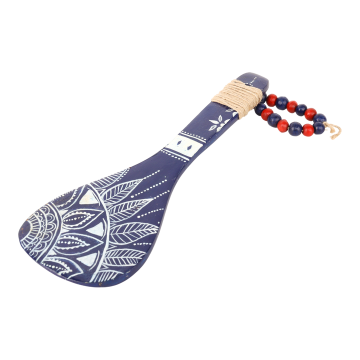 Indha Hand-Painted Wooden Spoon Décor | Tribal-Inspired Art | Beads & Jute Detailing | Wooden Wall Accent | Unique Souvenir Gift