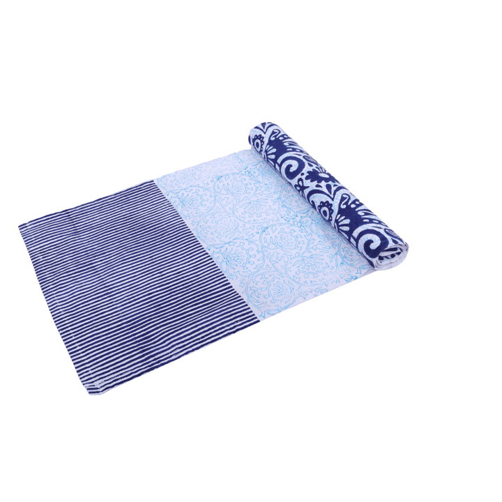 Indha Block Printed Cotton Dining Table Runner &amp; Mats Set (6 Pieces) | Traditional Design Table Mat Set | Perfect for Corporate and Personal Gifting