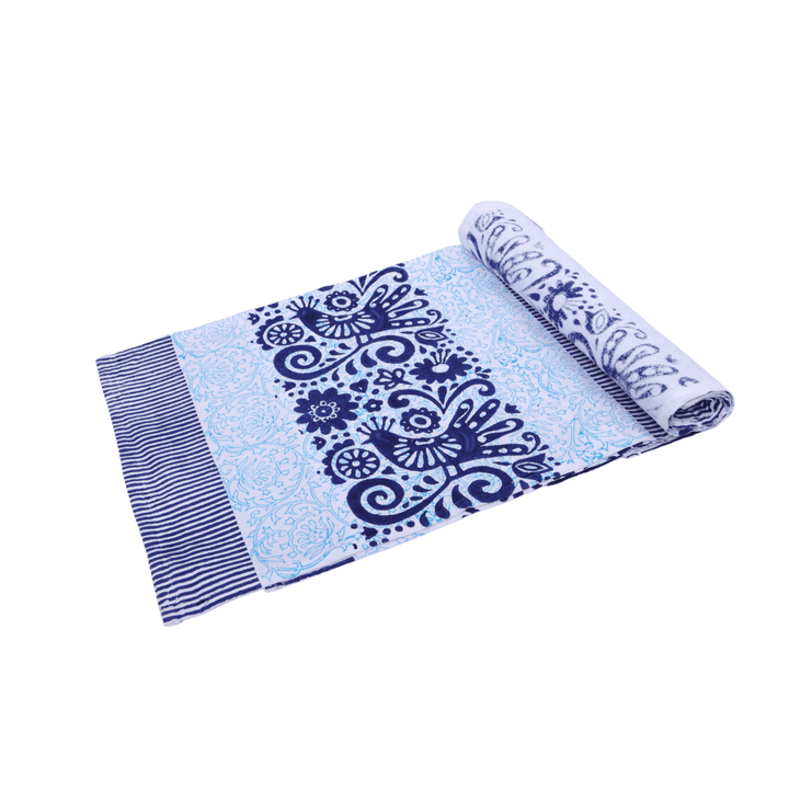 Indha Block Printed Cotton Dining Table Runner &amp; Mats Set (6 Pieces) | Traditional Design Table Mat Set | Perfect for Corporate and Personal Gifting