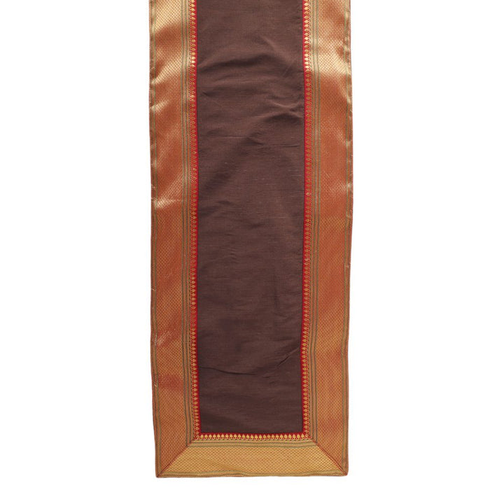 Indha Maroon Dupion Silk Table Mat &amp; Runner Set with Golden Zari Border – An Elegant and Timeless Dining Set for Special Occasions and Luxurious Home Decor