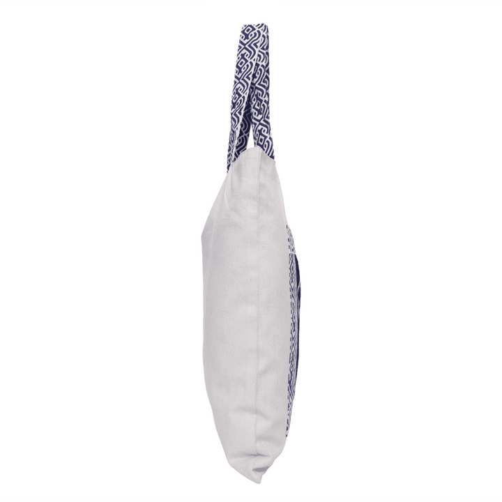 Indha Hand Embroidered Cotton Tote Bag with Elephant Motif &amp; Block Print | Eco-Friendly, Artisanal, Stylish, Sustainable Gift &amp; Everyday Travel Bag| Awesome Carry Bag|Fashion Bag |Boho Tote