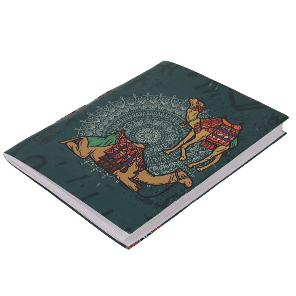 Indha Handcrafted Diary | Travel Journal Diary | Camel Print Diary | Sustainable Diary | Recycled Paper Diary | Eco-Friendly | Gifting | Corporate Gifting Diary | Office Employee Gifting | Set Of 30 Pages Diary |