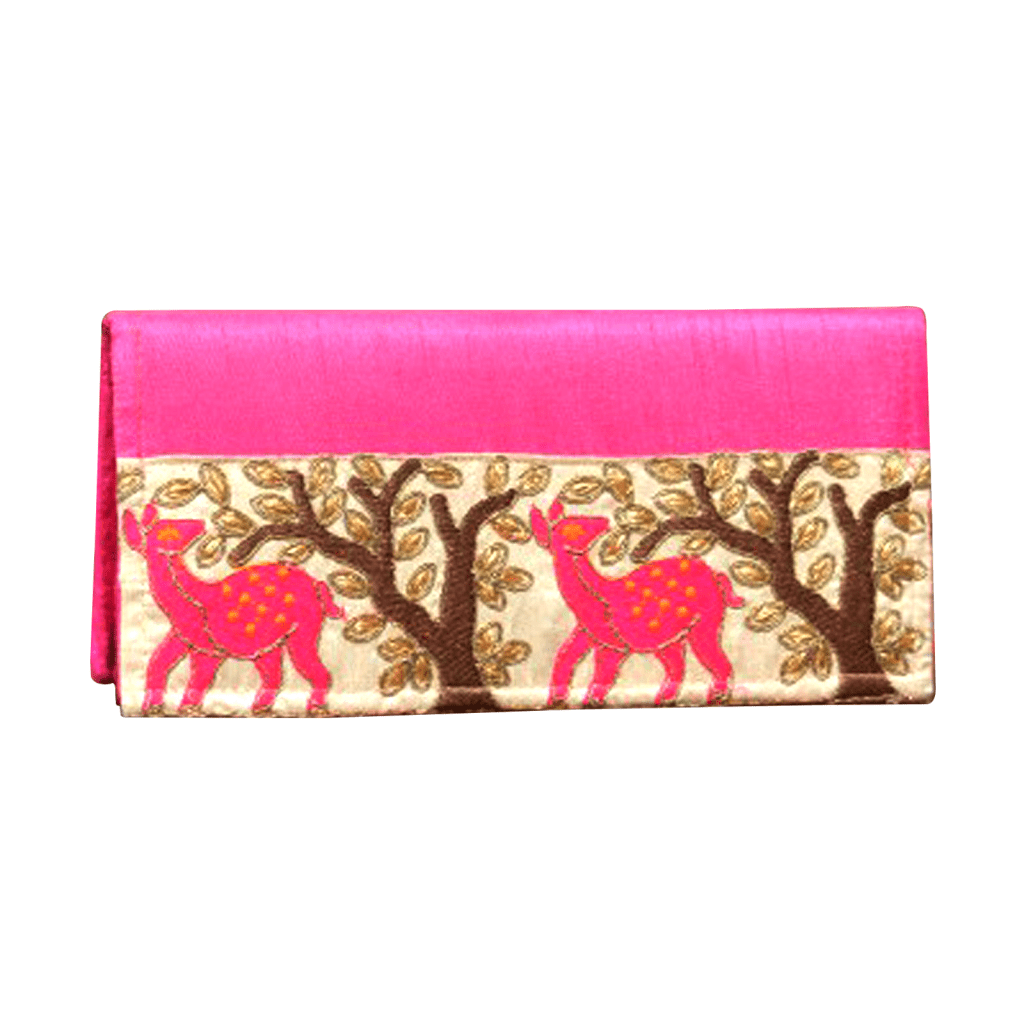 Pink Colour Hand Embroidered Clutch Purse for Girl's/Women's