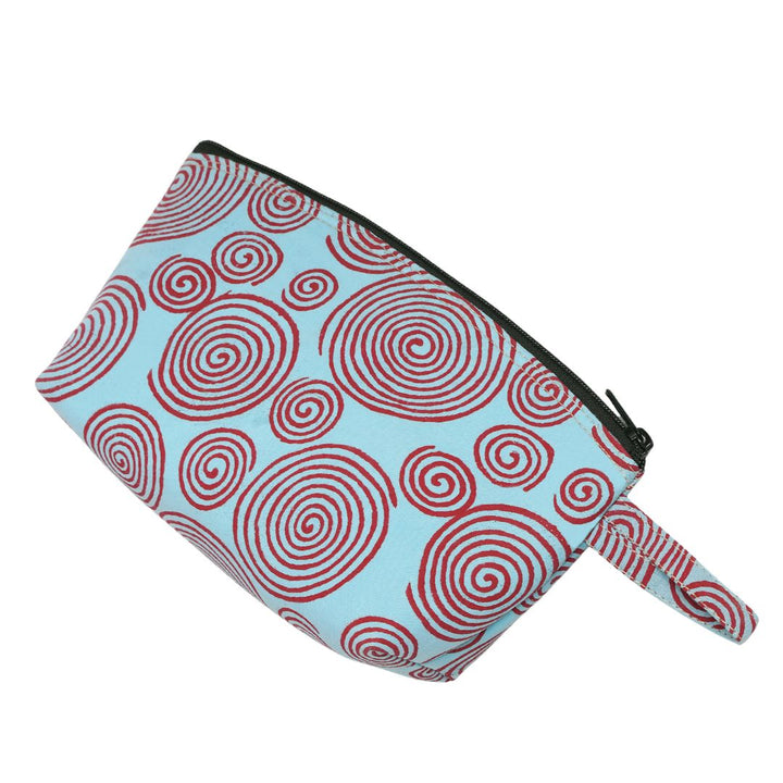 Indha Hand Block-Printed Utility Pouch |All-Purpose Cotton pouch| Abstract Spiral Print|Pencil,Pen Pouch|Make Pouch| Knick Knack Pouch