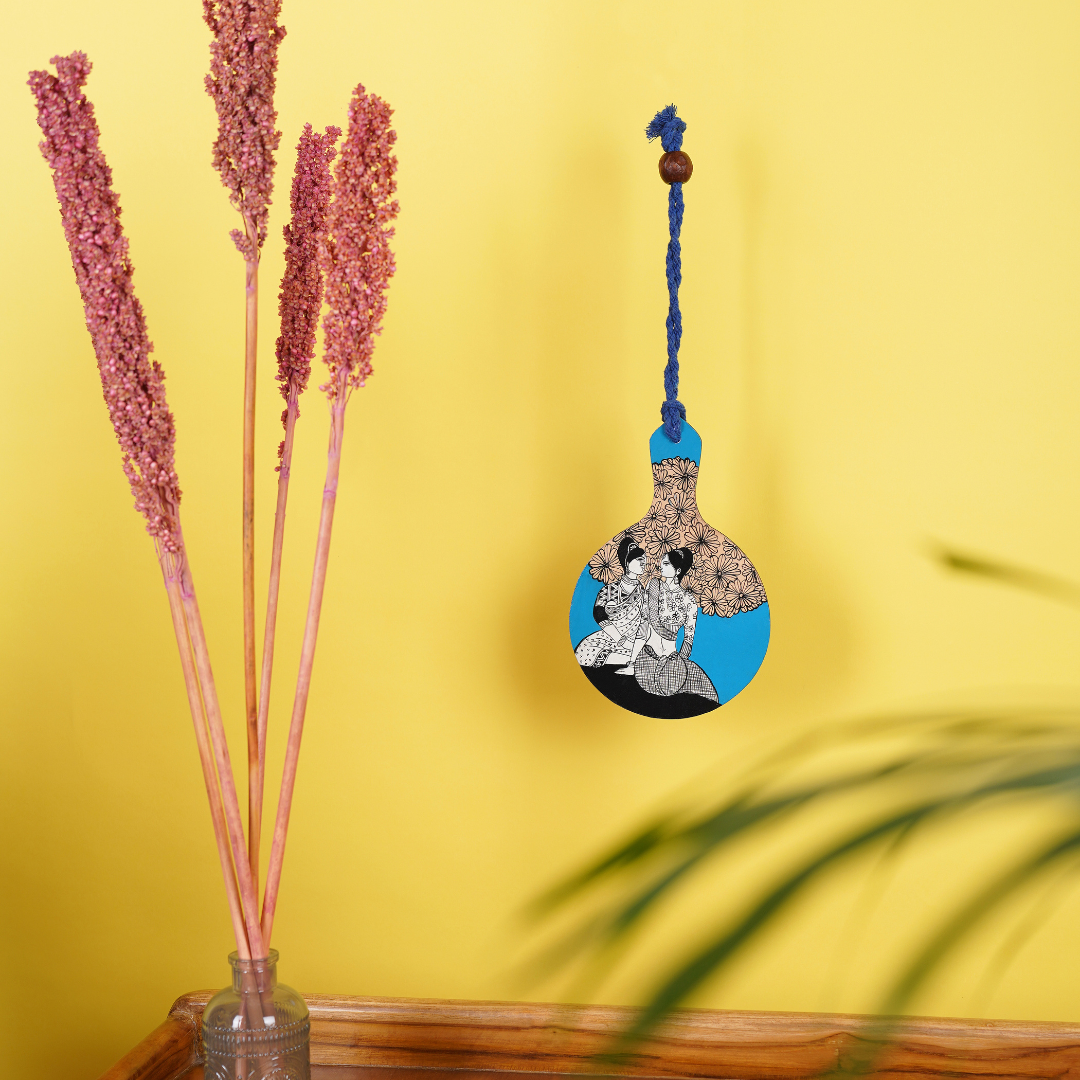 Indha Hand-Painted Wooden Wall Hanging | Small Home Décor Accent | Gift-Ready
