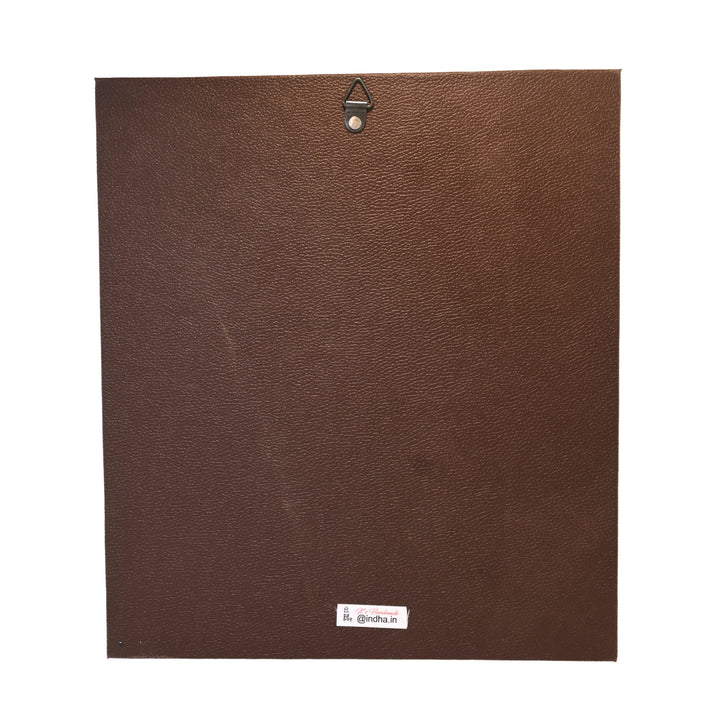 Indha Boho Tree Wall Art | Hand-Painted on Wood Appliqué | Framed in Repurposed Wood with Vegan Leather Back | Sustainable Acrylic Décor