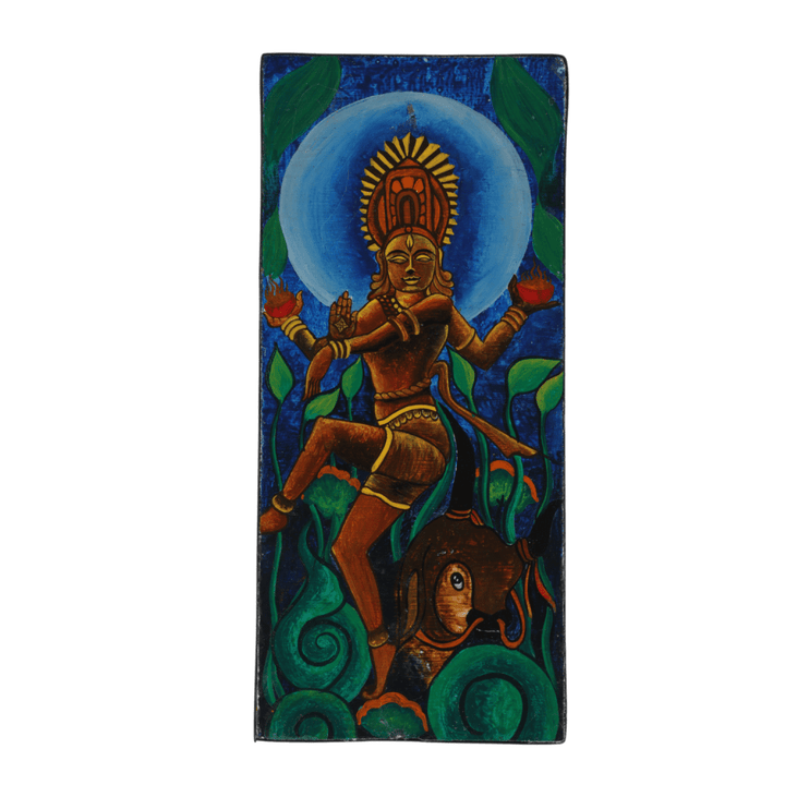 Indha Hand Painted Wall Decor | Wall Art &amp; Painting Nataraja Print | Sustainable Wall Painting For Drawing Room &amp; Living Room | Small Wall Painting | Multicolour Wall Painting |