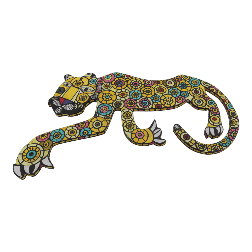 Indha's Hand-Painted Running Leopard Wall Painting with Abstract Accent | Leopard wall hanging painting/artwork Wall décor| Wall artwork for living room|