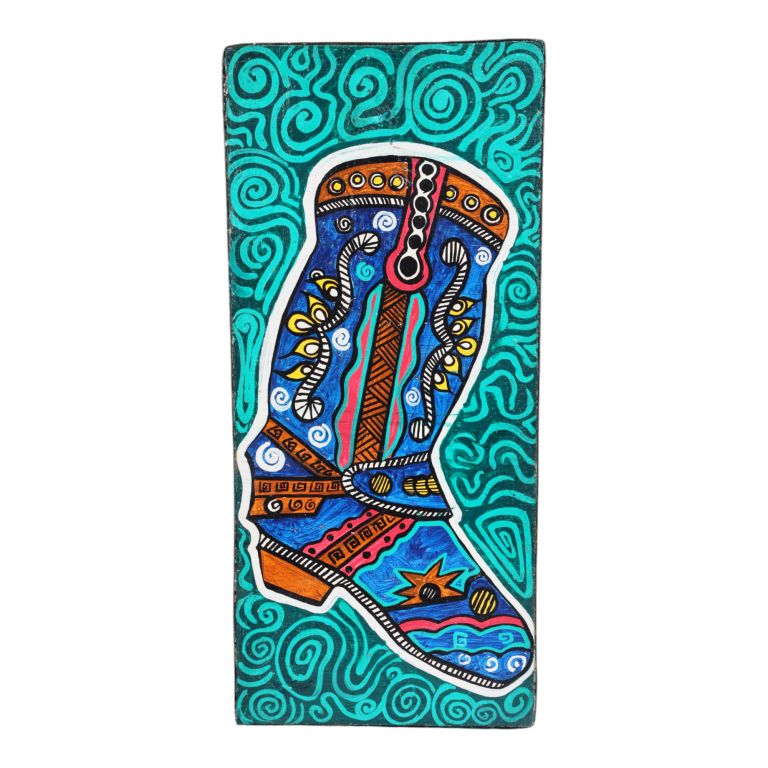 Indha Hand-Painted Wall Art | Eco-Chic Décor | Repurposed Wood Wall Painting | Crafty Boot Wall Art | Handcrafted Home Décor | Hand painted Wooden Wall Art | Decorative wall painting | Ecofriendly wall art|Festive Gifting|