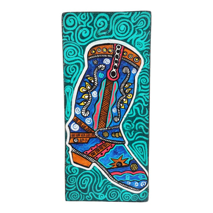 Indha Hand-Painted Wall Art | Eco-Chic Décor | Repurposed Wood Wall Painting | Crafty Boot Wall Art | Handcrafted Home Décor | Hand painted Wooden Wall Art | Decorative wall painting | Ecofriendly wall art|Festive Gifting|