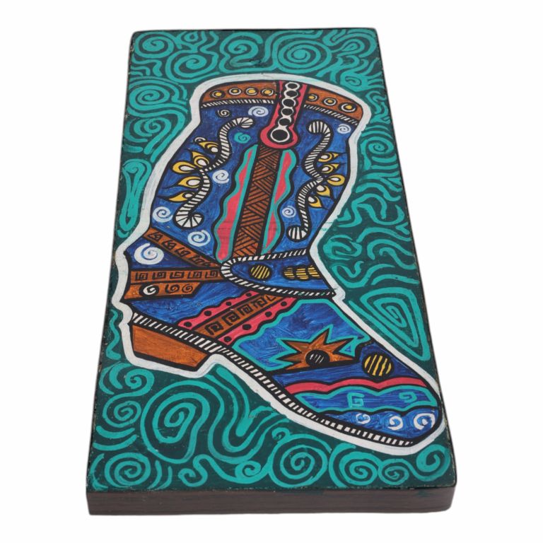 Indha Hand-Painted Wall Art | Eco-Chic Décor | Repurposed Wood Wall Painting | Crafty Boot Wall Art | Handcrafted Home Décor | Hand painted Wooden Wall Art | Decorative wall painting | Ecofriendly wall art|Festive Gifting|