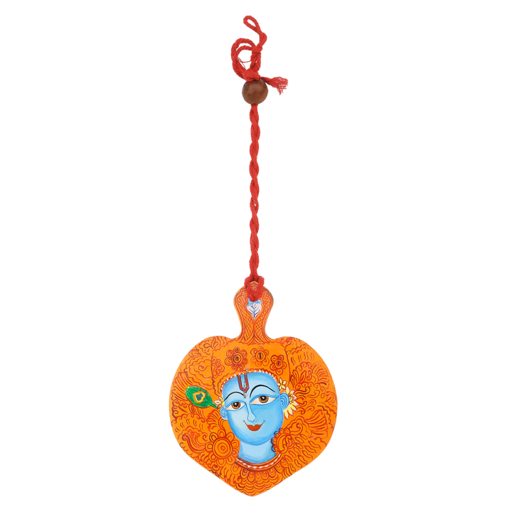 Indha Hand Painted Lord Krishana & Ganesha Print Wall Hanging Set of 2