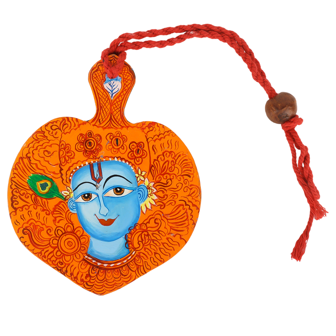 Indha Hand Painted Lord Krishana & Ganesha Print Wall Hanging Set of 2