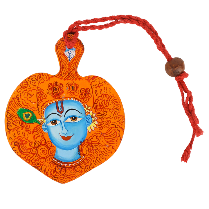 Indha Hand Painted Lord Krishana & Ganesha Print Wall Hanging Set of 2