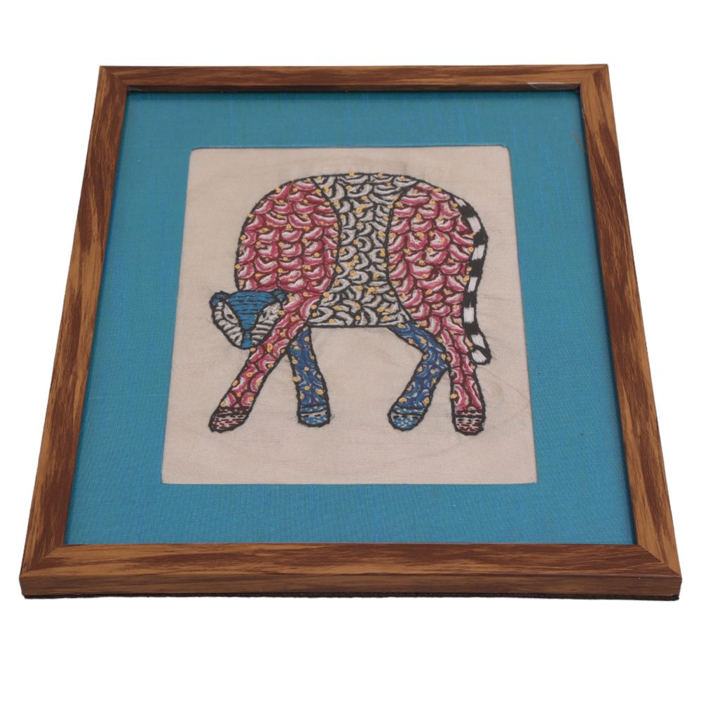 Indha Hand-Embroidered Gond Art Leopard Wall Decor | Wild Elegance | Reprocessed Wood Gift Wall Décor | Home Decor | Wedding Gift | Housewarming
