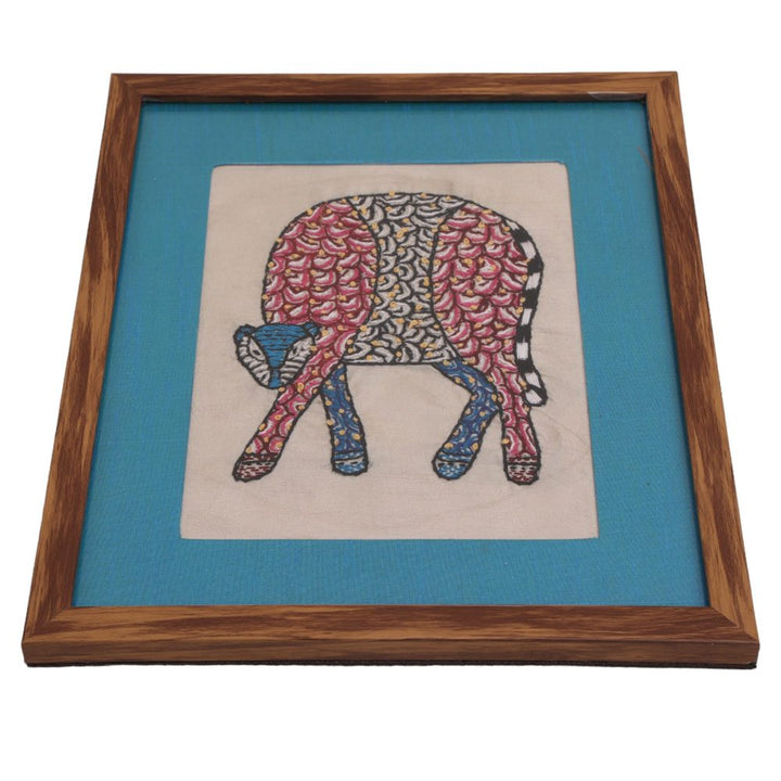 Indha Hand-Embroidered Gond Art Leopard Wall Decor | Wild Elegance | Reprocessed Wood Gift Wall Décor | Home Decor | Wedding Gift | Housewarming
