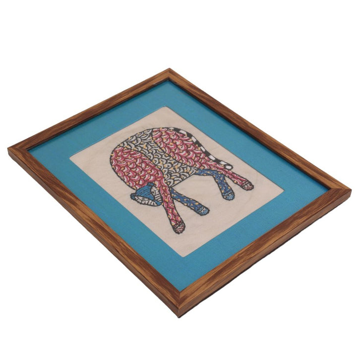 Indha Hand-Embroidered Gond Art Leopard Wall Decor | Wild Elegance | Reprocessed Wood Gift Wall Décor | Home Decor | Wedding Gift | Housewarming