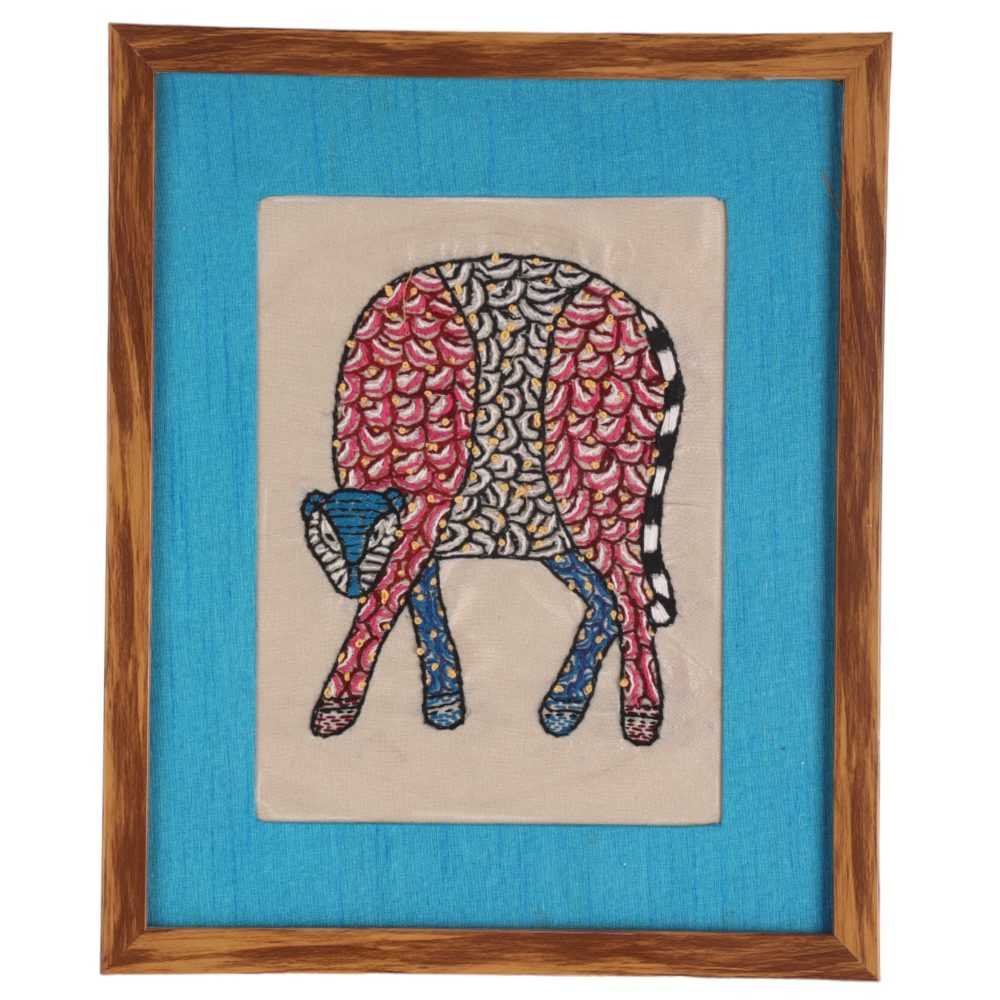 Indha Hand-Embroidered Gond Art Leopard Wall Decor | Wild Elegance | Reprocessed Wood Gift Wall Décor | Home Decor | Wedding Gift | Housewarming
