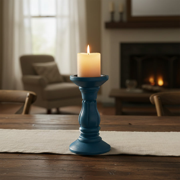 Indha Classic Sheesham Candle Stand – Soft Carved, Hand-Painted Finish